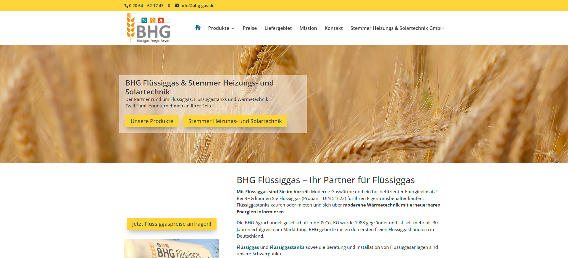 BHG Gas - Ihr Flüssiggaslieferant in NRW